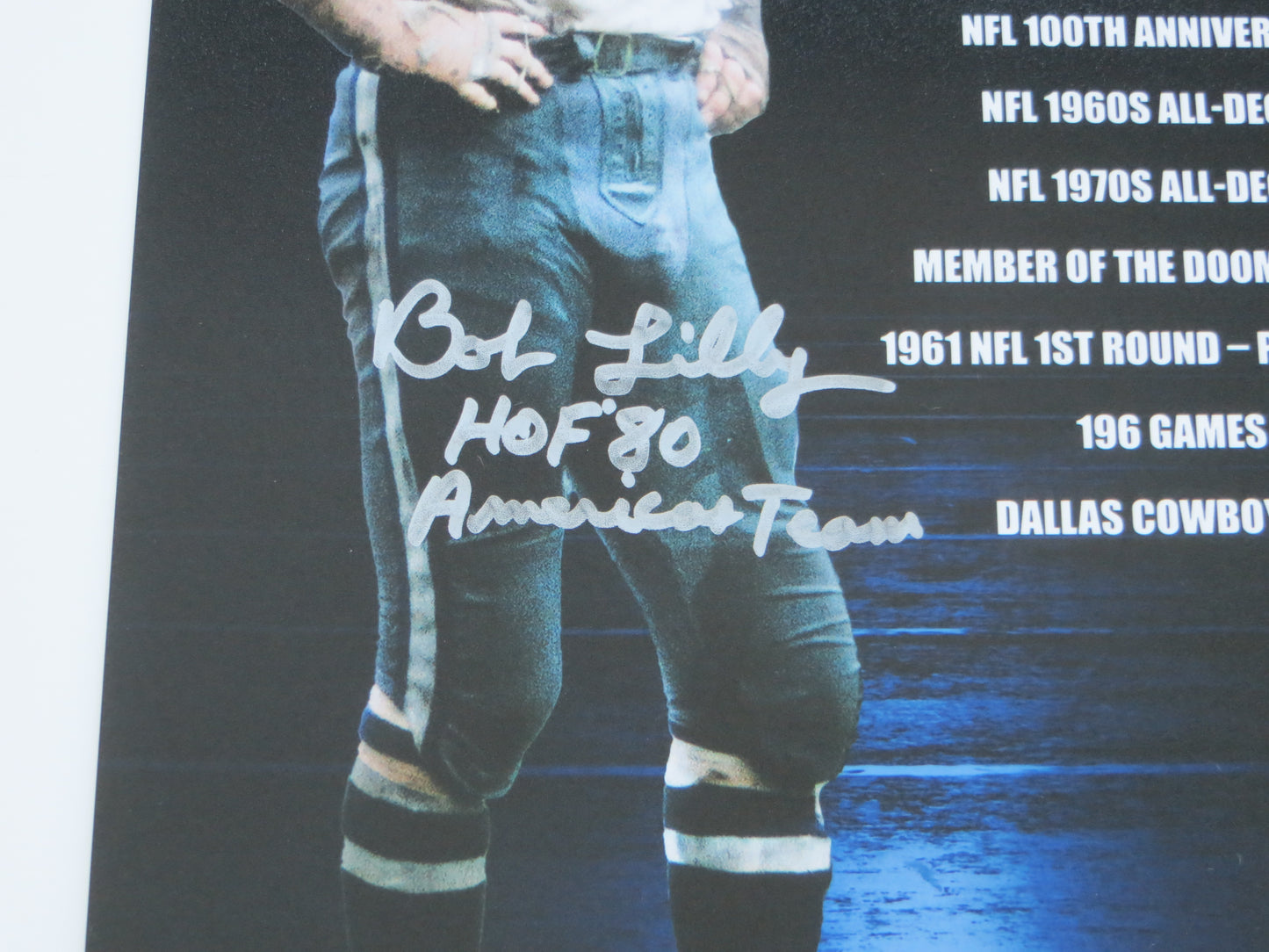 BOB LILLY DALLAS COWBOYS SIGNED 8x10 w/HOF AmericasTeam TCU BAS