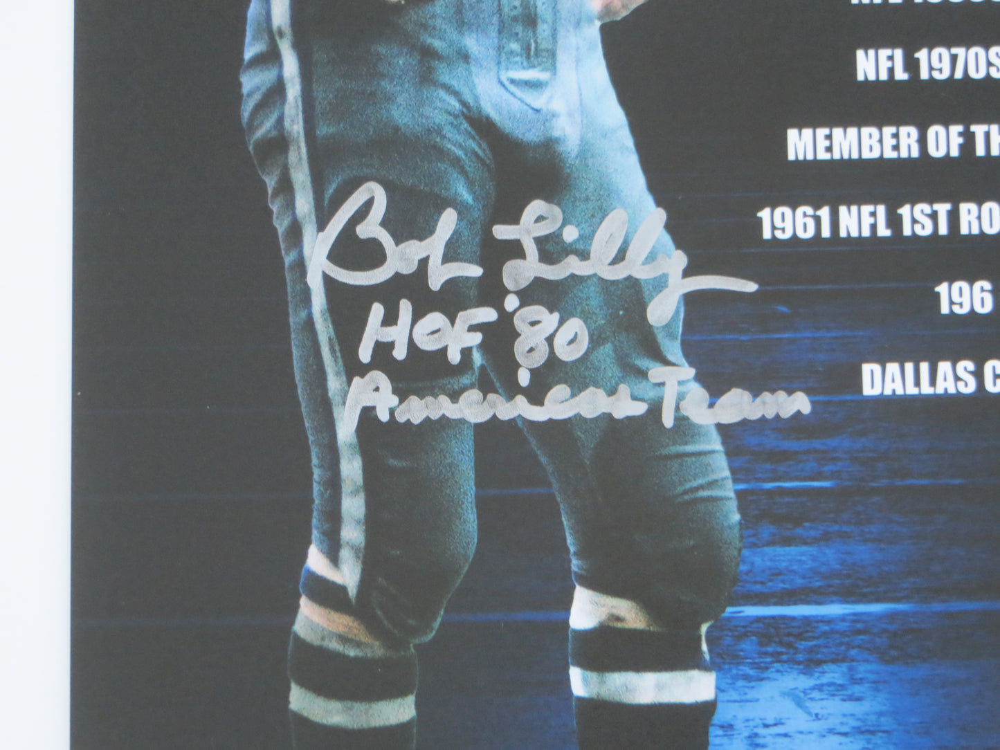 BOB LILLY DALLAS COWBOYS SIGNED 8x10 w/HOF AmericasTeam TCU BAS
