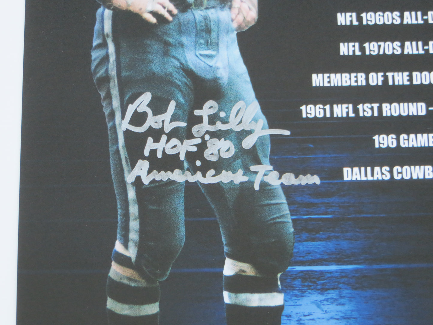 BOB LILLY COWBOYS SIGNED 8x10 PHOTO w/2 INSC TCU BAS COA