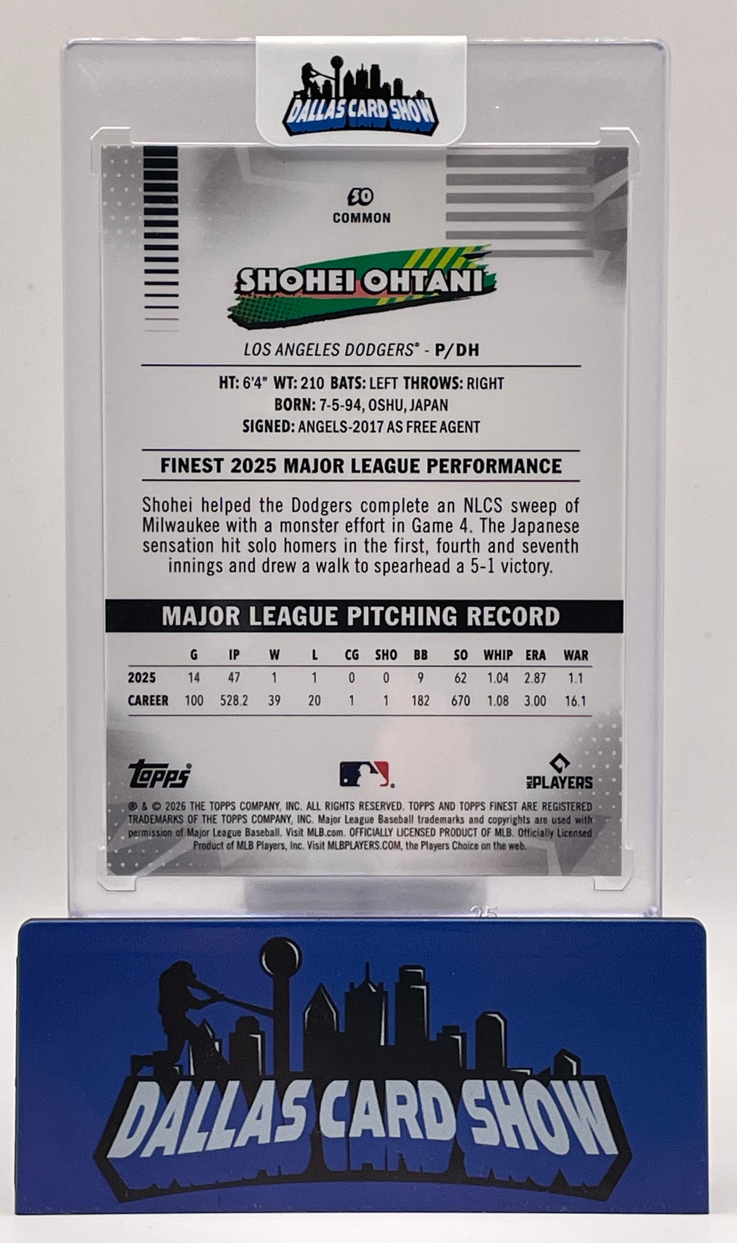 2026 Topps Finest #50 Shohei Ohtani Blue Mini Diamond /150 Dodgers