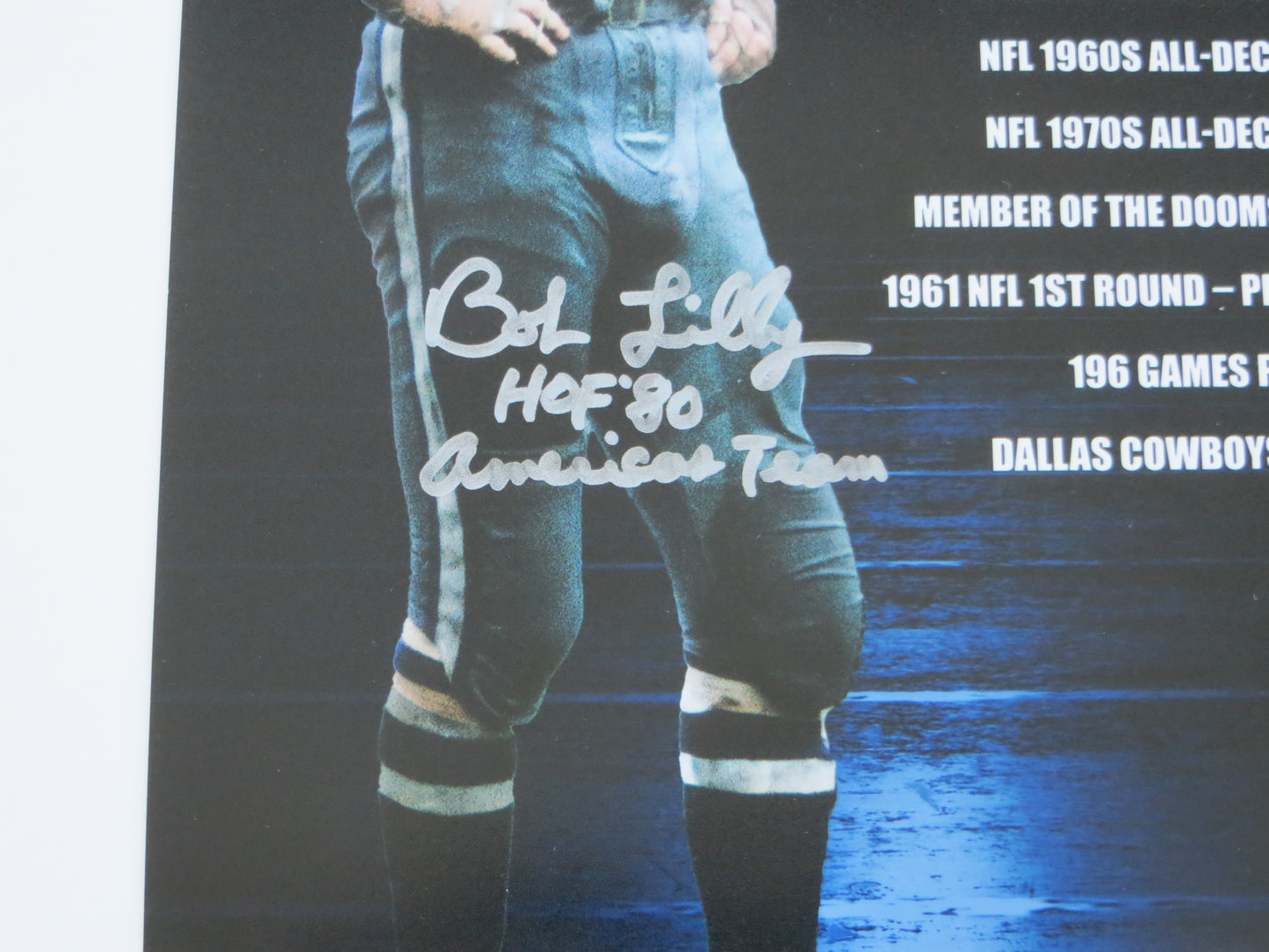 BOB LILLY COWBOYS SIGNED 8x10 PHOTO w/2 INSC TCU BAS COA