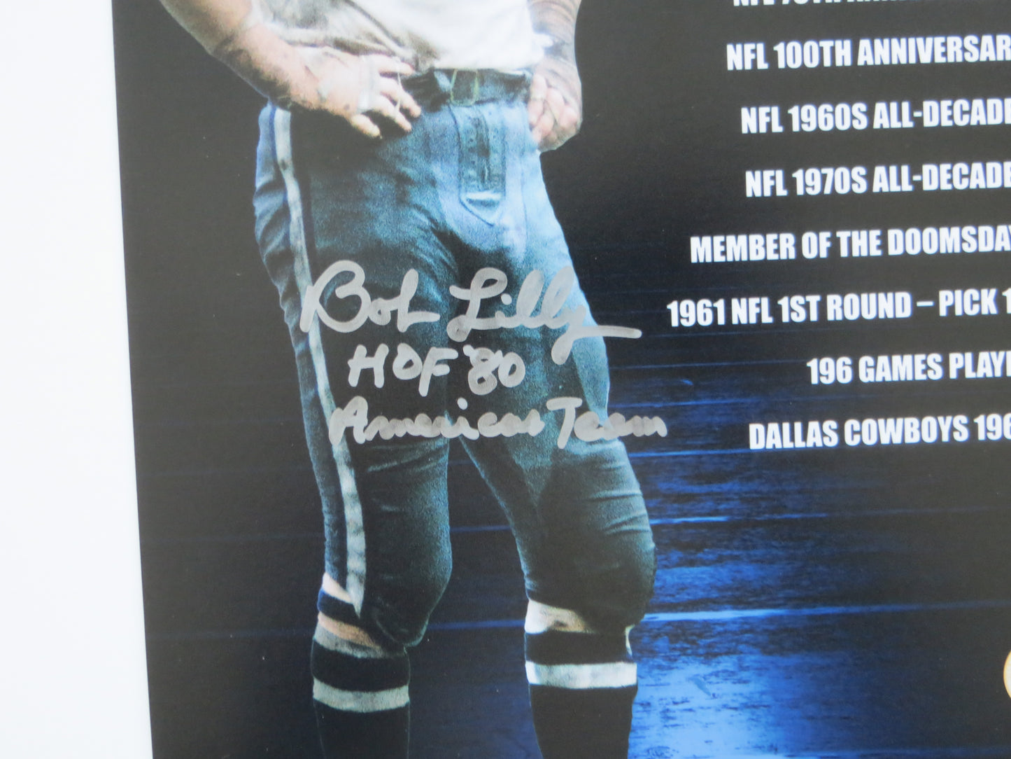 BOB LILLY COWBOYS SIGNED 8x10 PHOTO w/2 INSC TCU BAS COA