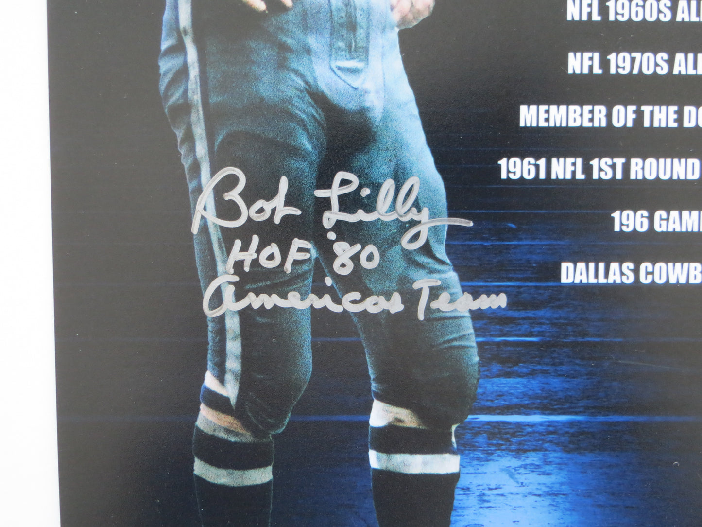 BOB LILLY COWBOYS SIGNED 8x10 PHOTO w/2 INSC TCU BAS COA