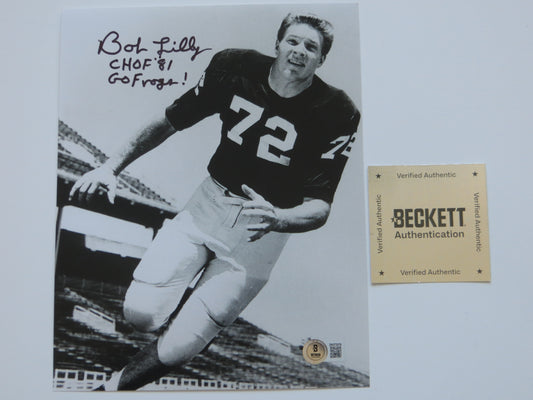 BOB LILLY TCU HORNED FROGS SIGNED 8x10 PHOTO w/INSC Cowboys BAS