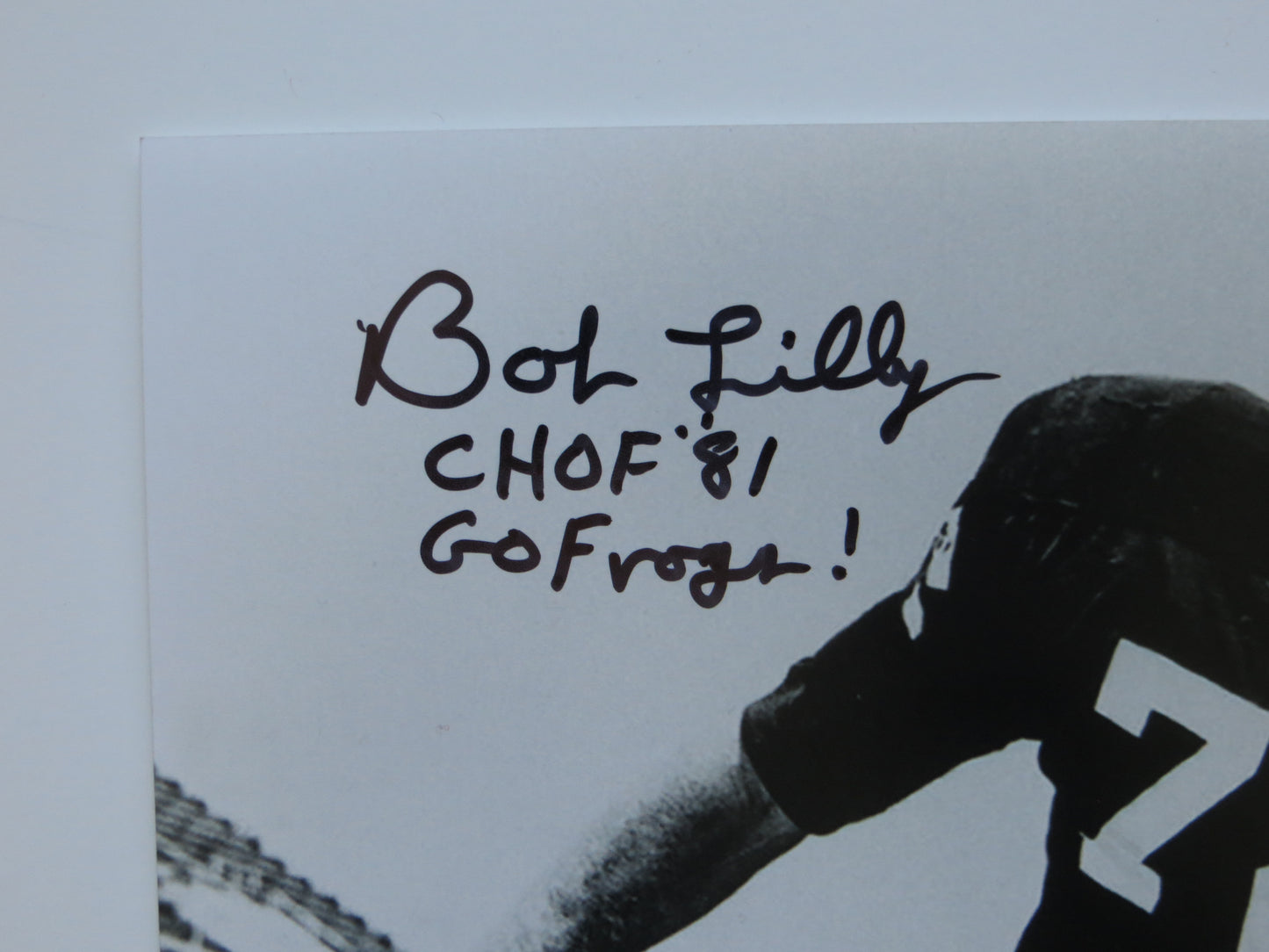 BOB LILLY TCU HORNED FROGS SIGNED 8x10 PHOTO w/INSC Cowboys BAS