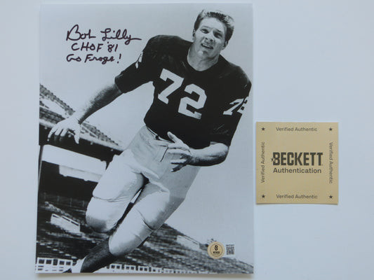 BOB LILLY TCU HORNED FROGS SIGNED 8x10 PHOTO w/INSC Cowboys BAS