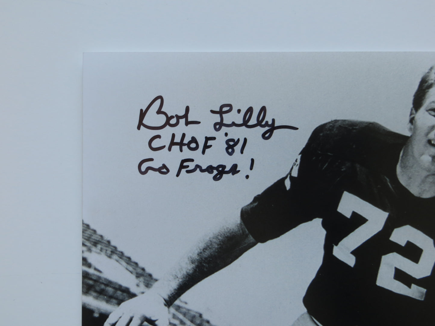 BOB LILLY TCU HORNED FROGS SIGNED 8x10 PHOTO w/INSC Cowboys BAS