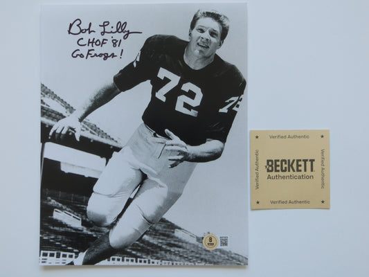 BOB LILLY TCU HORNED FROGS SIGNED 8x10 PHOTO w/INSC Cowboys BAS