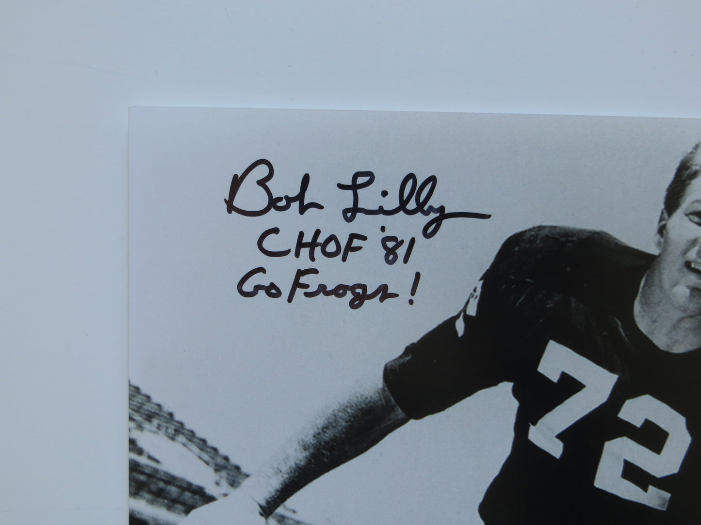 BOB LILLY TCU HORNED FROGS SIGNED 8x10 PHOTO w/INSC Cowboys BAS