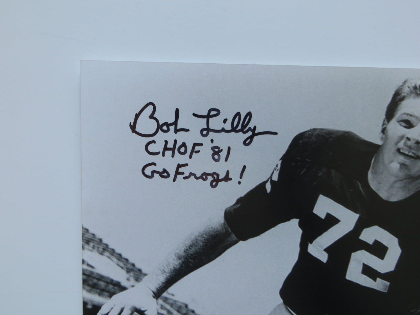 BOB LILLY TCU HORNED FROGS SIGNED 8x10 PHOTO w/INSC Cowboys BAS