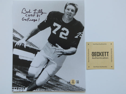 BOB LILLY TCU HORNED FROGS SIGNED 8x10 PHOTO w/INSC Cowboys BAS