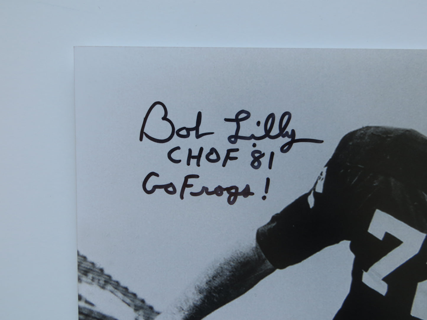BOB LILLY TCU HORNED FROGS SIGNED 8x10 PHOTO w/INSC Cowboys BAS
