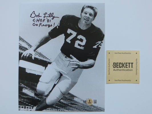 BOB LILLY TCU HORNED FROGS SIGNED 8x10 PHOTO w/INSC Cowboys BAS