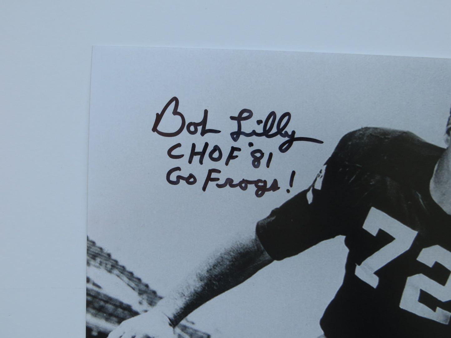 BOB LILLY TCU HORNED FROGS SIGNED 8x10 PHOTO w/INSC Cowboys BAS
