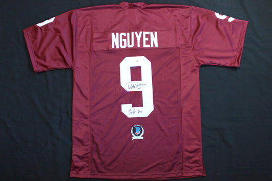 DAT NGUYEN SIGNED FOOTBALL Maroon JERSEY Texas A&M Aggies w/GIG EM BAS COA