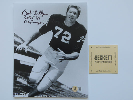 BOB LILLY TCU HORNED FROGS SIGNED 8x10 PHOTO w/INSC Cowboys BAS
