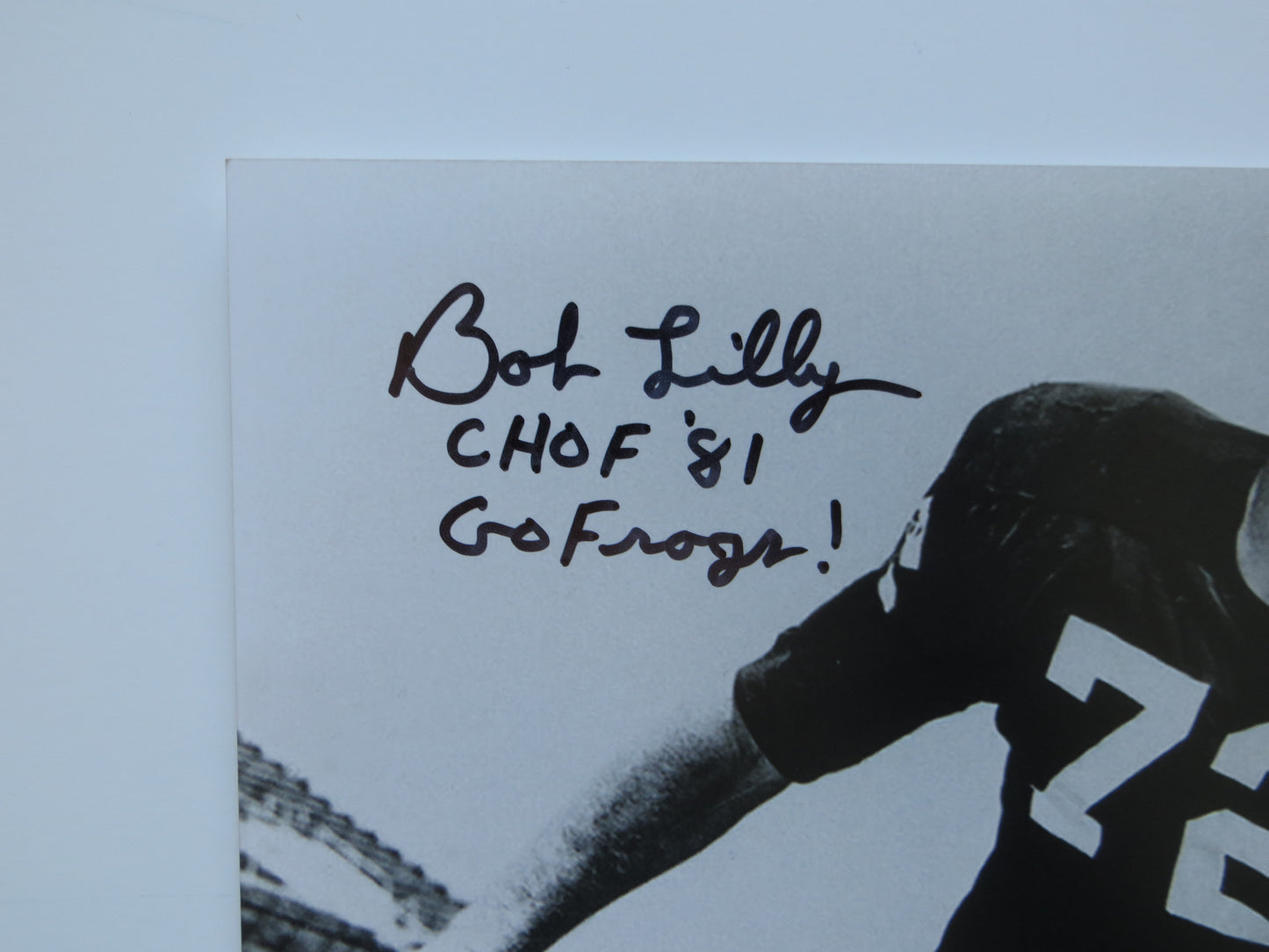BOB LILLY TCU HORNED FROGS SIGNED 8x10 PHOTO w/INSC Cowboys BAS