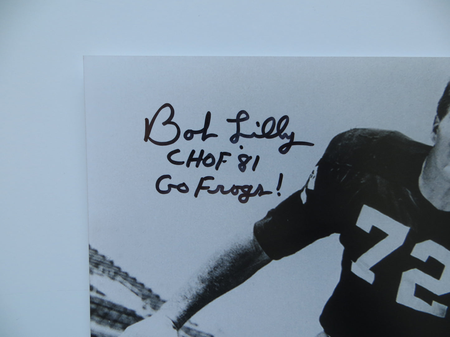 BOB LILLY TCU HORNED FROGS SIGNED 8x10 PHOTO w/CHOF81 Dallas Cowboys BAS