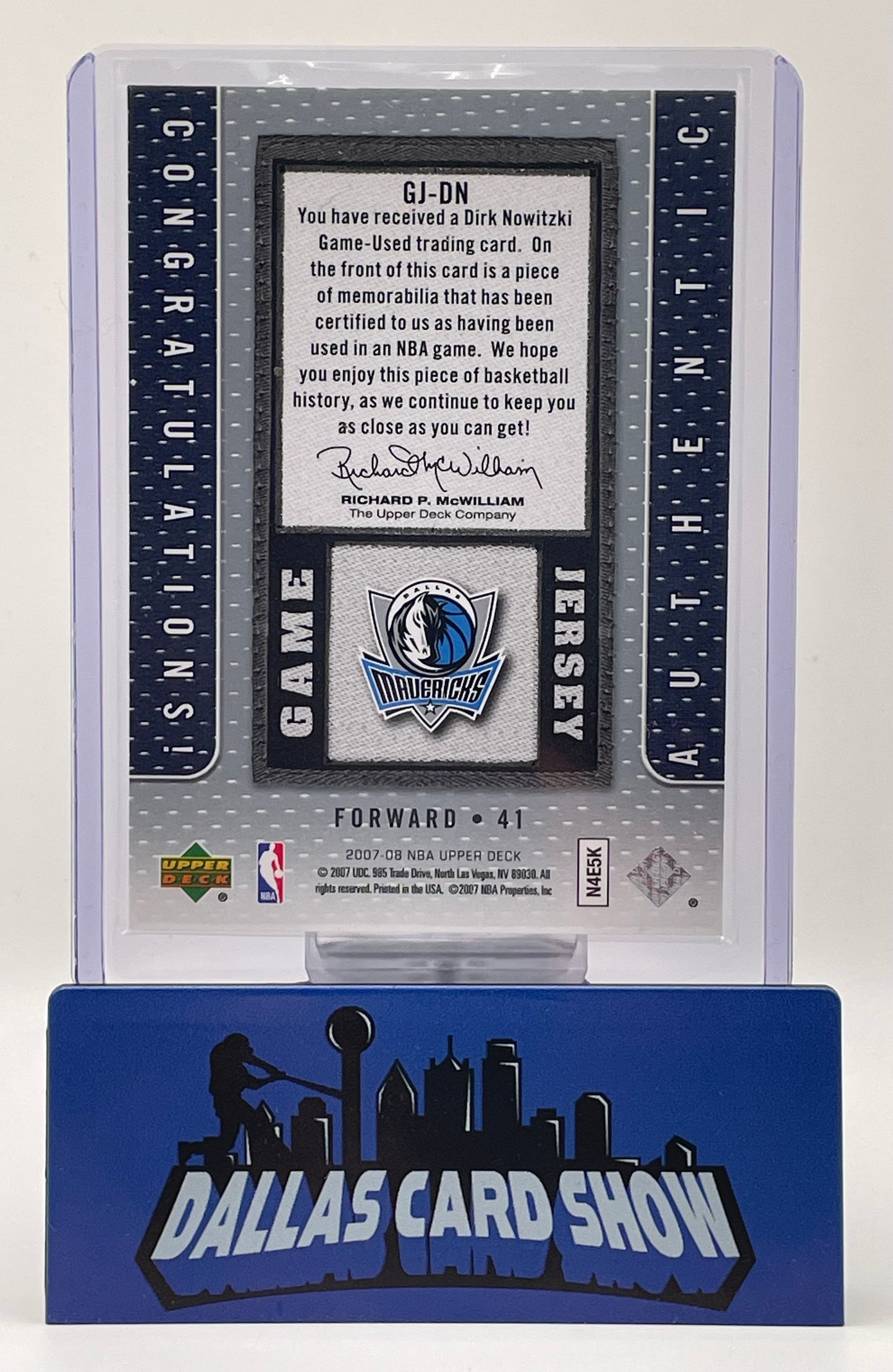 2007-08 Upper Deck #GJ-DN Dirk Nowitzki Game Jersey
