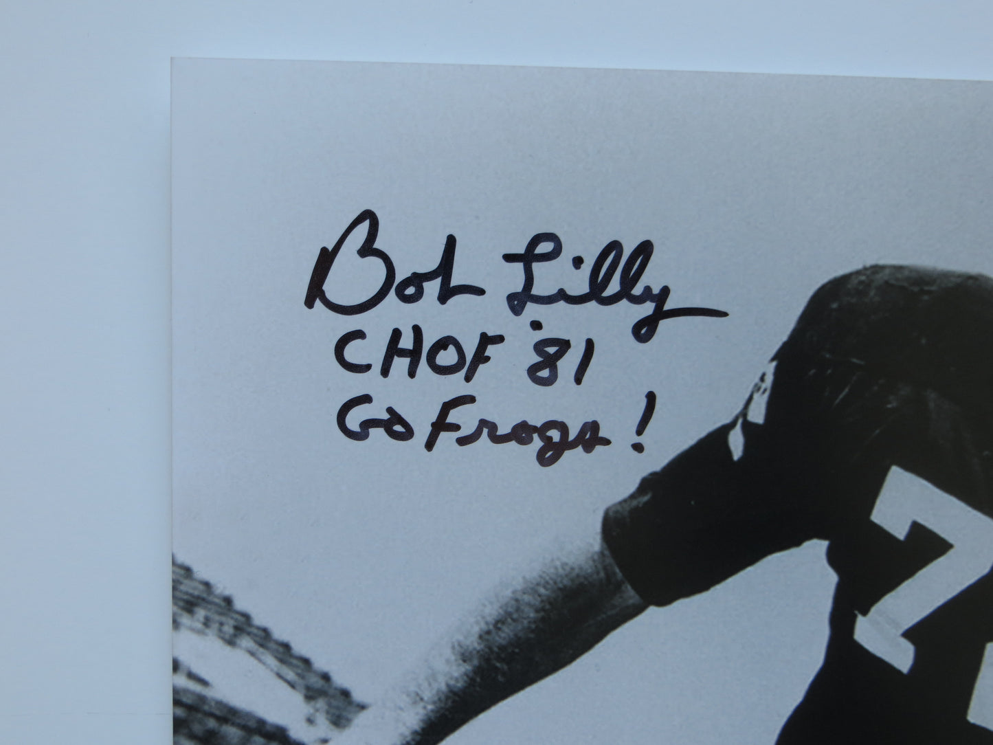 BOB LILLY TCU HORNED FROGS SIGNED 8x10 PHOTO w/INSC Cowboys BAS