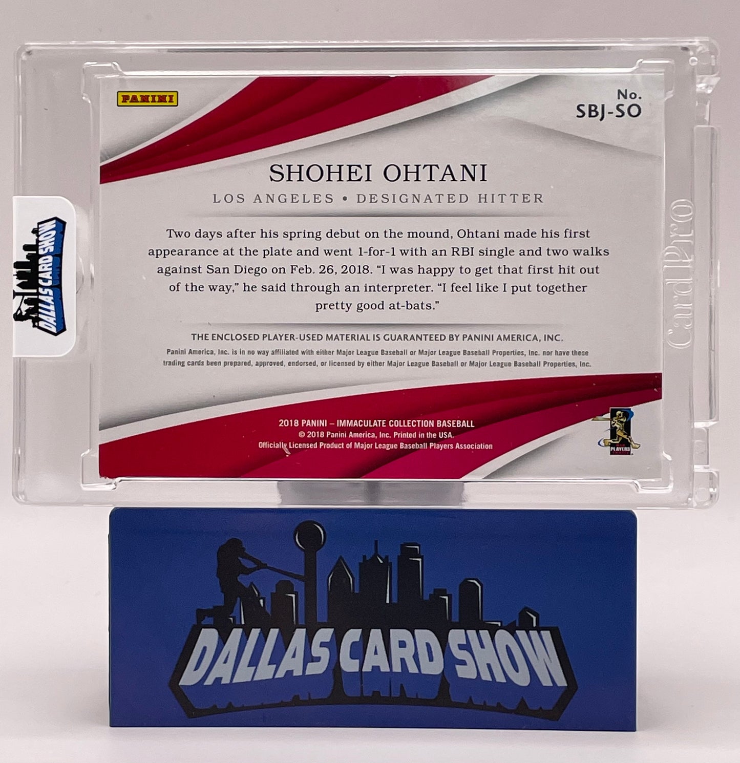 2018 Panini Immaculate #SBJ-SO Shohei Ohtani Rookie Relic /99