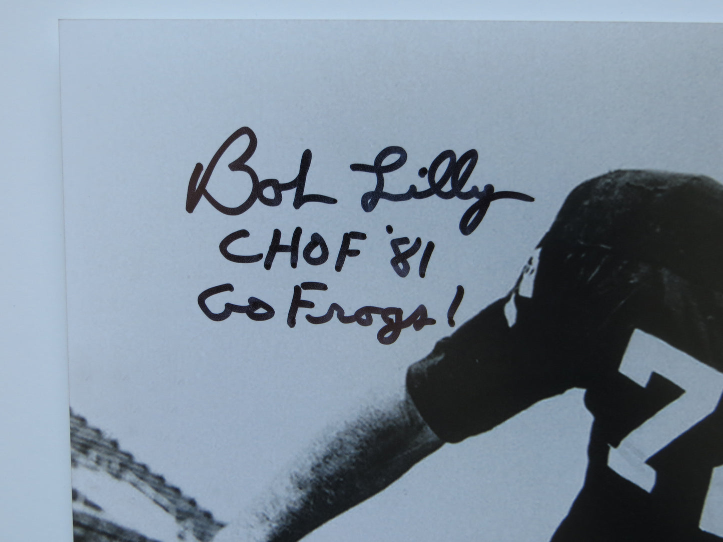 BOB LILLY TCU HORNED FROGS SIGNED 8x10 PHOTO w/CHOF81 Dallas Cowboys BAS