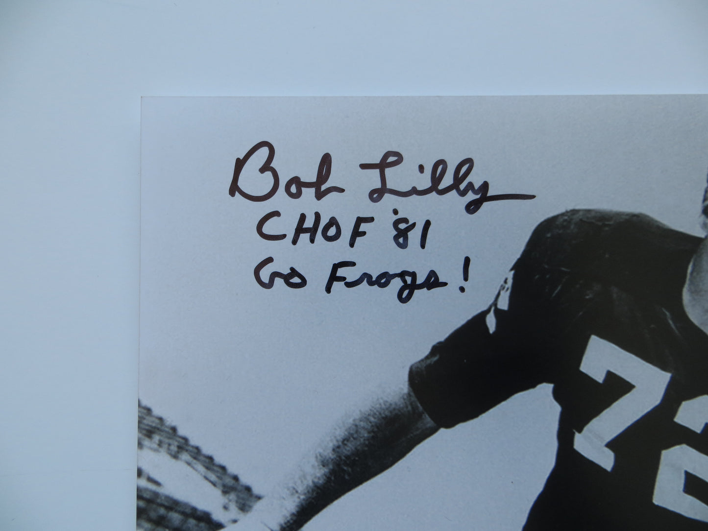 BOB LILLY TCU HORNED FROGS SIGNED 8x10 PHOTO w/CHOF81 Dallas Cowboys BAS