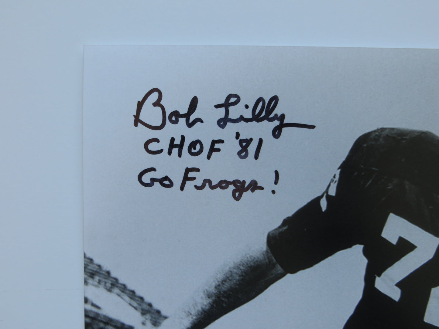 BOB LILLY TCU HORNED FROGS SIGNED 8x10 PHOTO w/CHOF81 Dallas Cowboys BAS