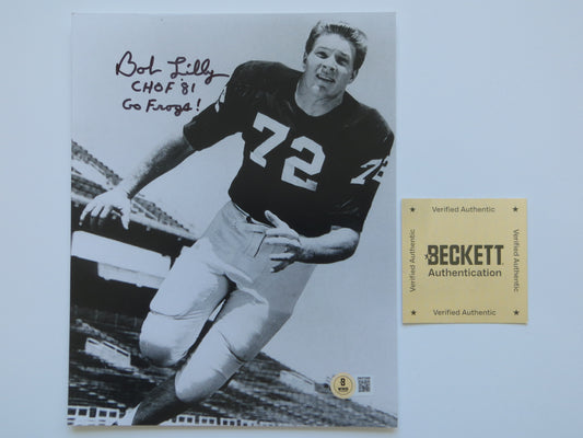 BOB LILLY TCU HORNED FROGS SIGNED 8x10 PHOTO w/CHOF81 Dallas Cowboys BAS