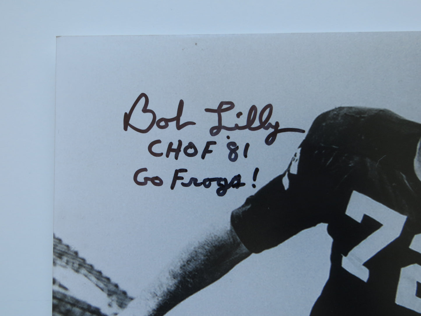 BOB LILLY TCU HORNED FROGS SIGNED 8x10 PHOTO w/CHOF81 Dallas Cowboys BAS