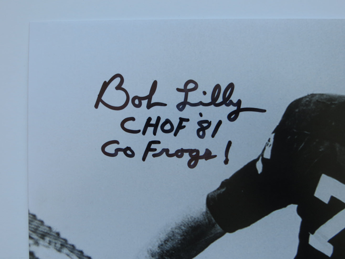 BOB LILLY TCU HORNED FROGS SIGNED 8x10 PHOTO w/CHOF81 Dallas Cowboys BAS