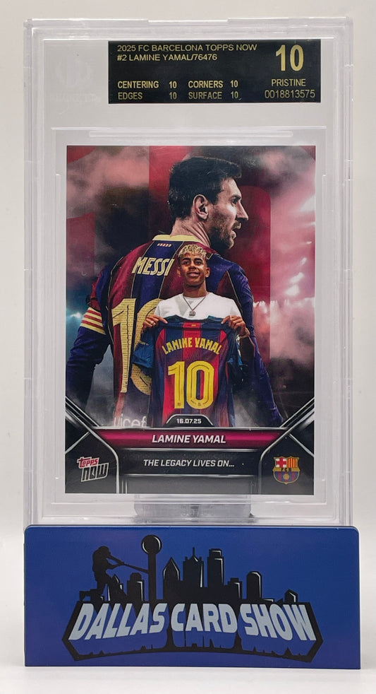 2025 FC Barcelona Topps Now #2 Lamine Yamal BGS 10 Black Label