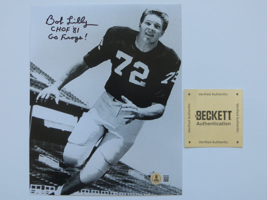 BOB LILLY TCU HORNED FROGS SIGNED 8x10 PHOTO w/CHOF81 Dallas Cowboys BAS