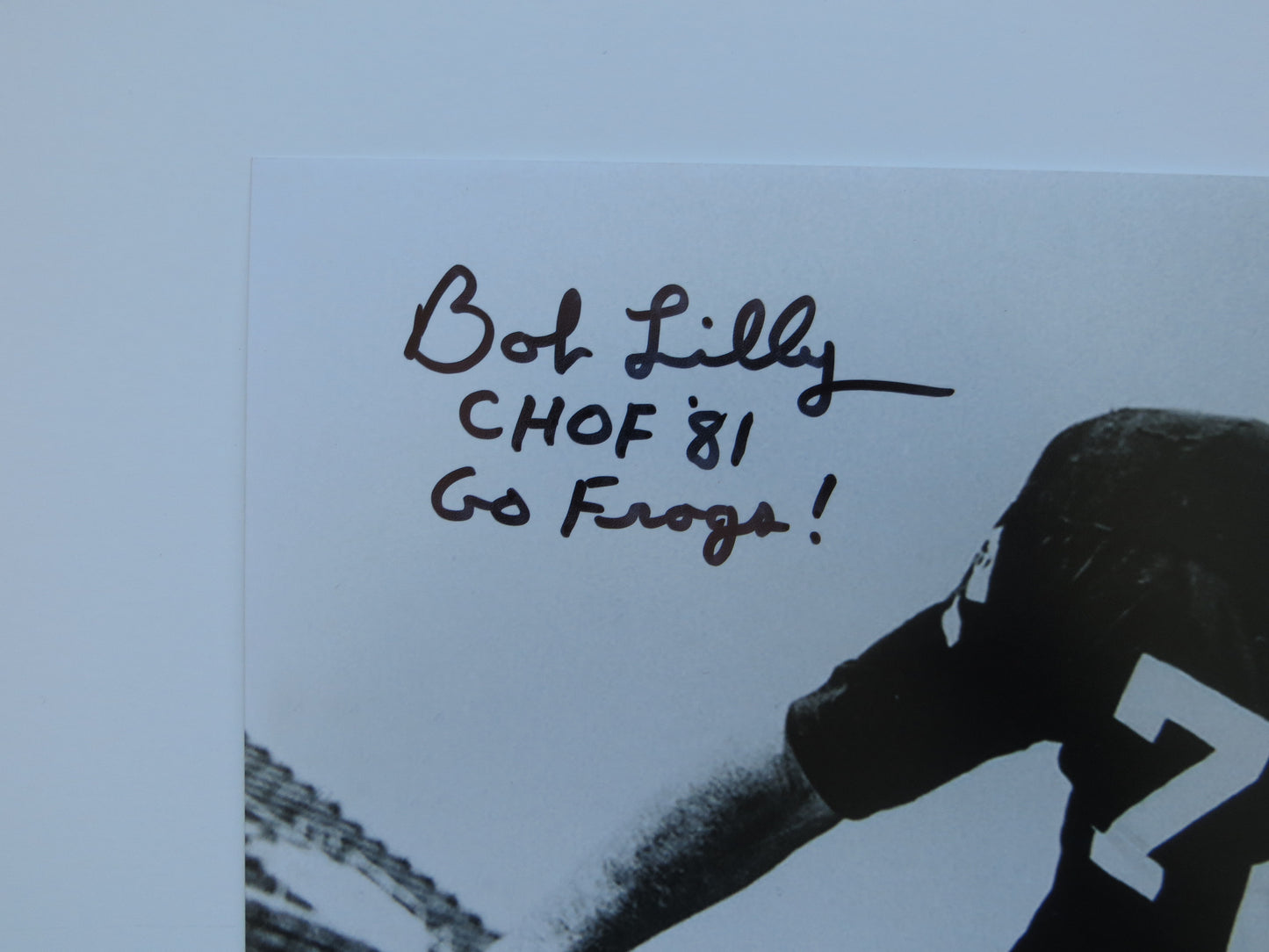 BOB LILLY TCU HORNED FROGS SIGNED 8x10 PHOTO w/CHOF81 Dallas Cowboys BAS