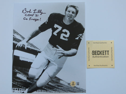 BOB LILLY TCU HORNED FROGS SIGNED 8x10 PHOTO w/CHOF81 Dallas Cowboys BAS