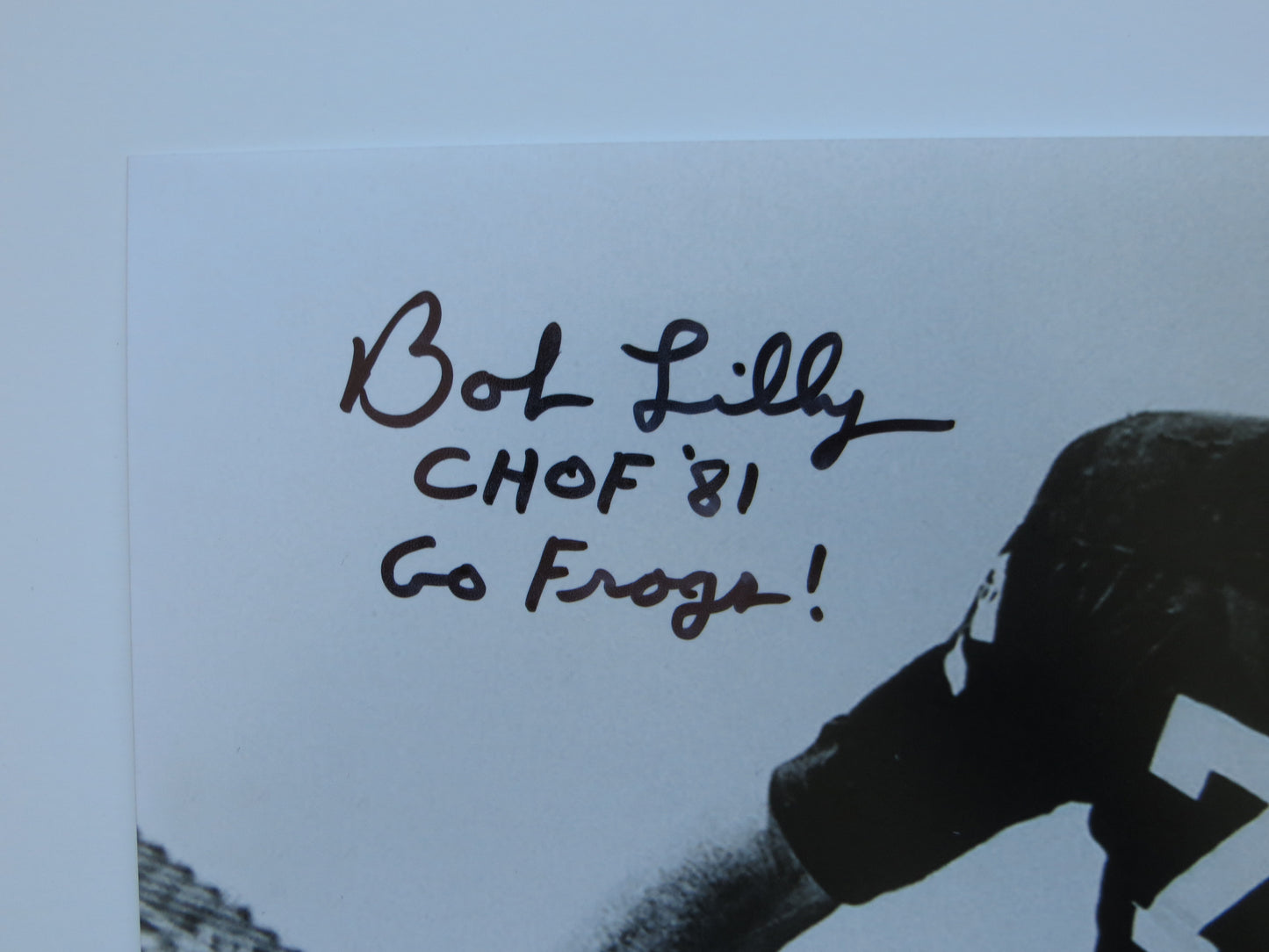 BOB LILLY TCU HORNED FROGS SIGNED 8x10 PHOTO w/CHOF81 Dallas Cowboys BAS
