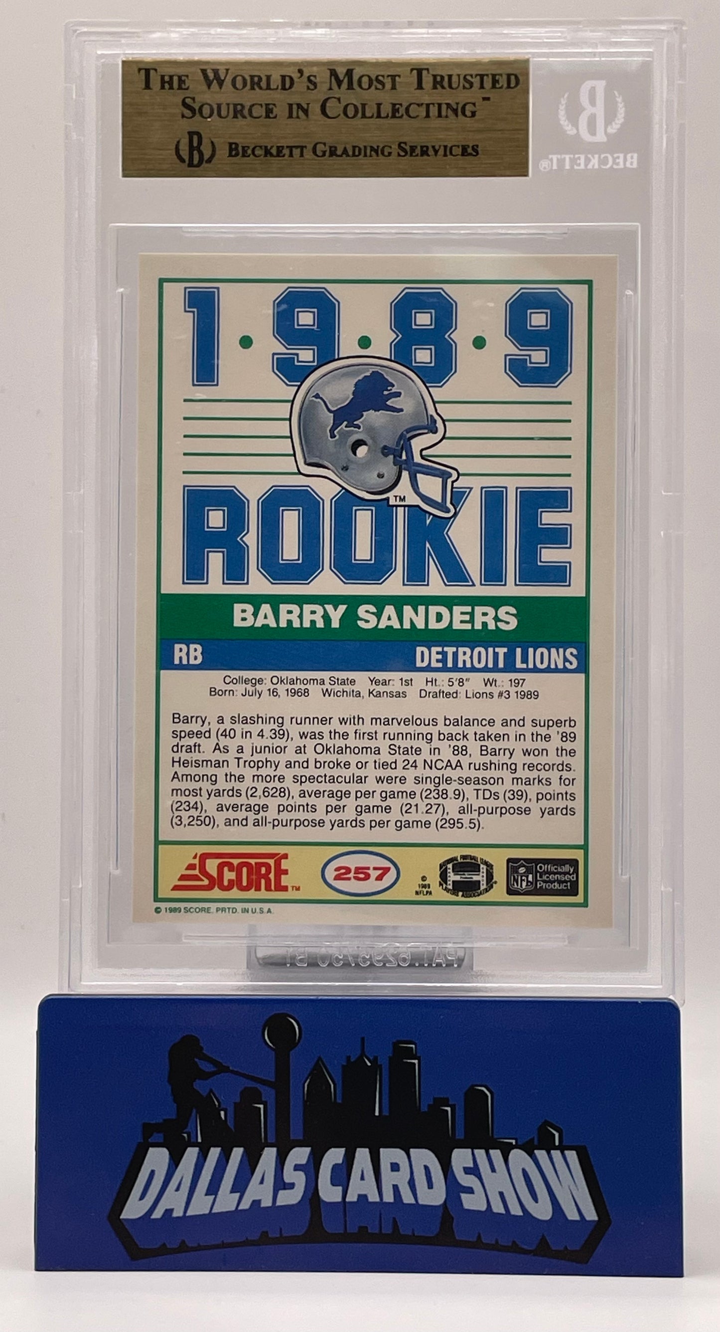 1989 Score #257 Barry Sanders BGS 9.5