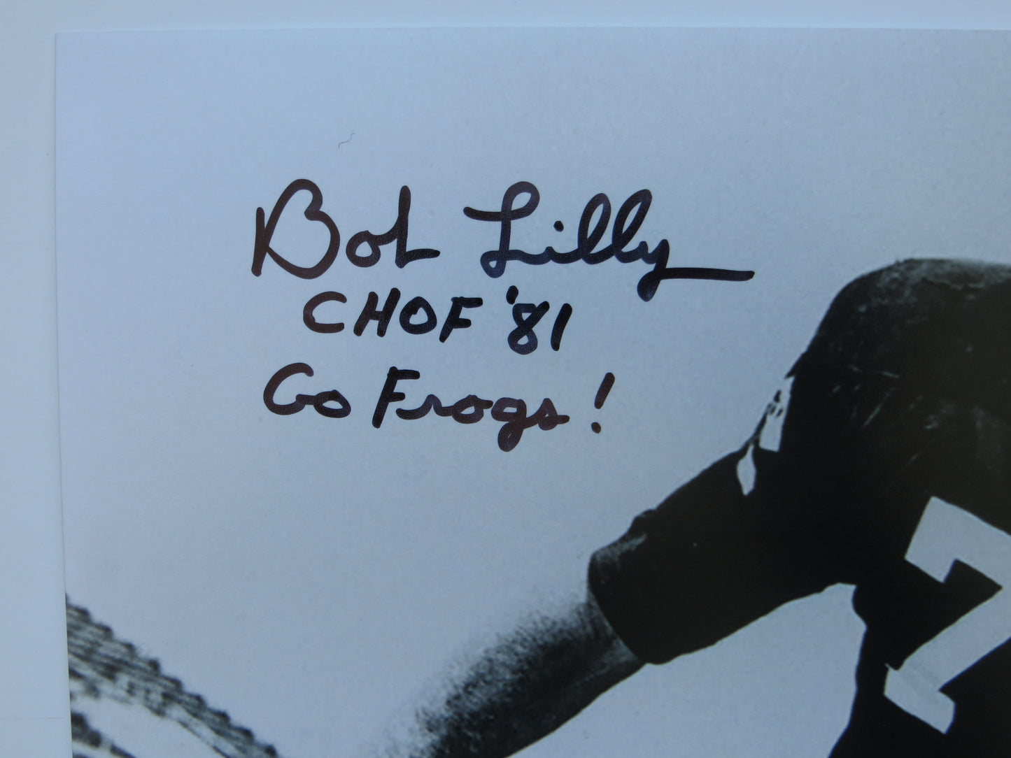 BOB LILLY TCU HORNED FROGS SIGNED 8x10 PHOTO w/CHOF81 Dallas Cowboys BAS