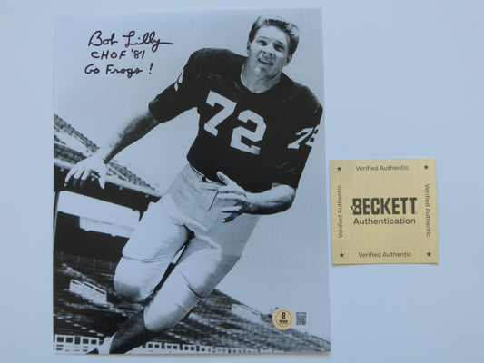 BOB LILLY TCU HORNED FROGS SIGNED 8x10 PHOTO w/CHOF81 Dallas Cowboys BAS