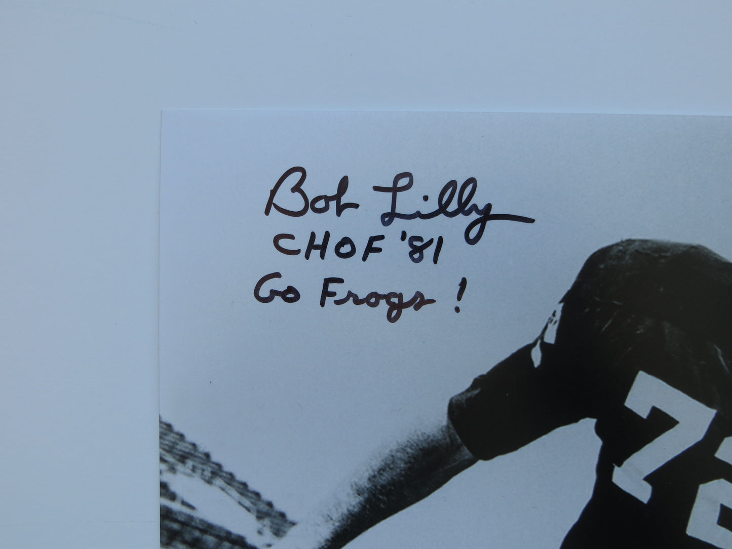 BOB LILLY TCU HORNED FROGS SIGNED 8x10 PHOTO w/CHOF81 Dallas Cowboys BAS