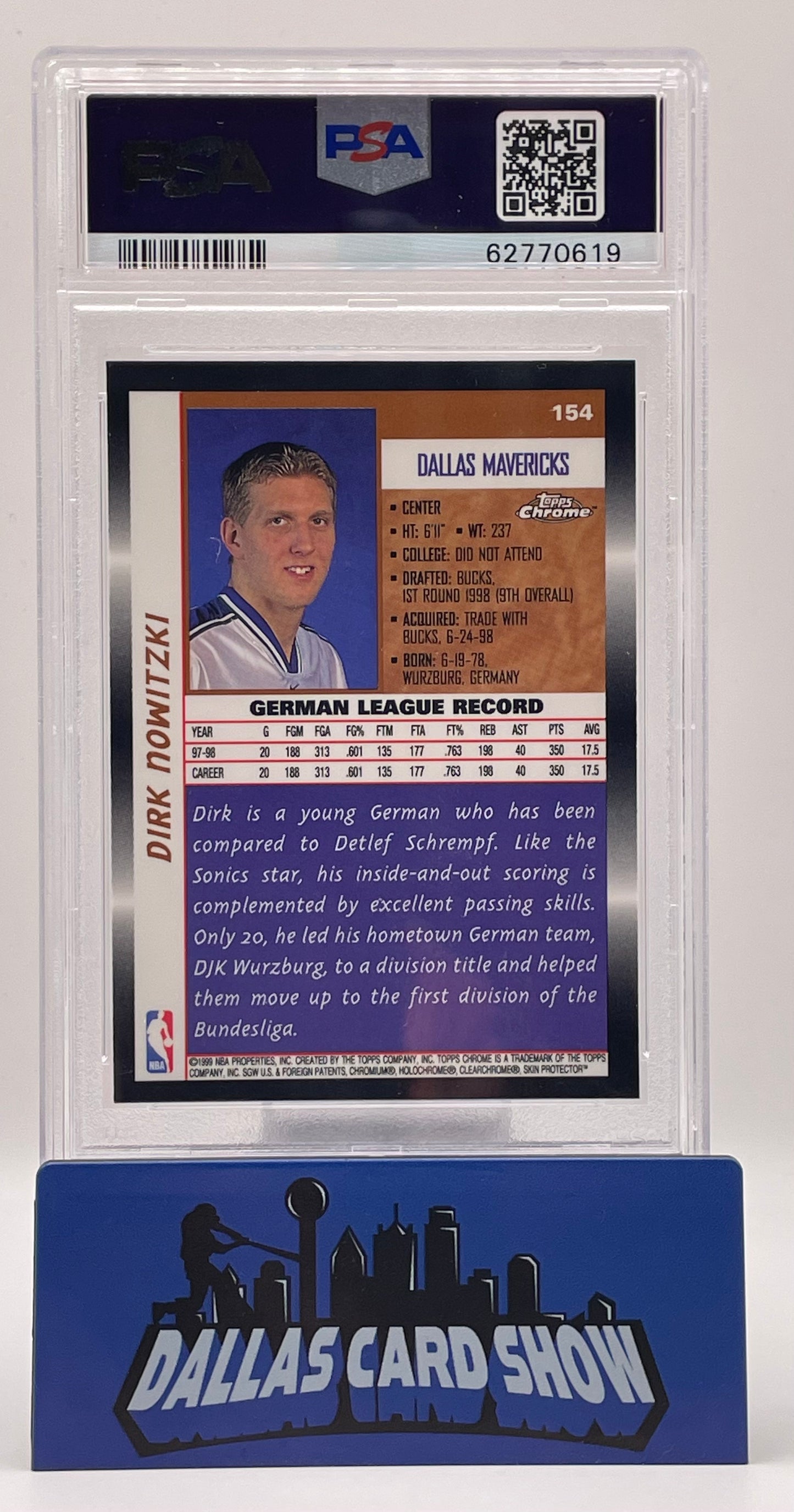 1998 Topps Chrome #154 Dirk Nowitzki PSA 8
