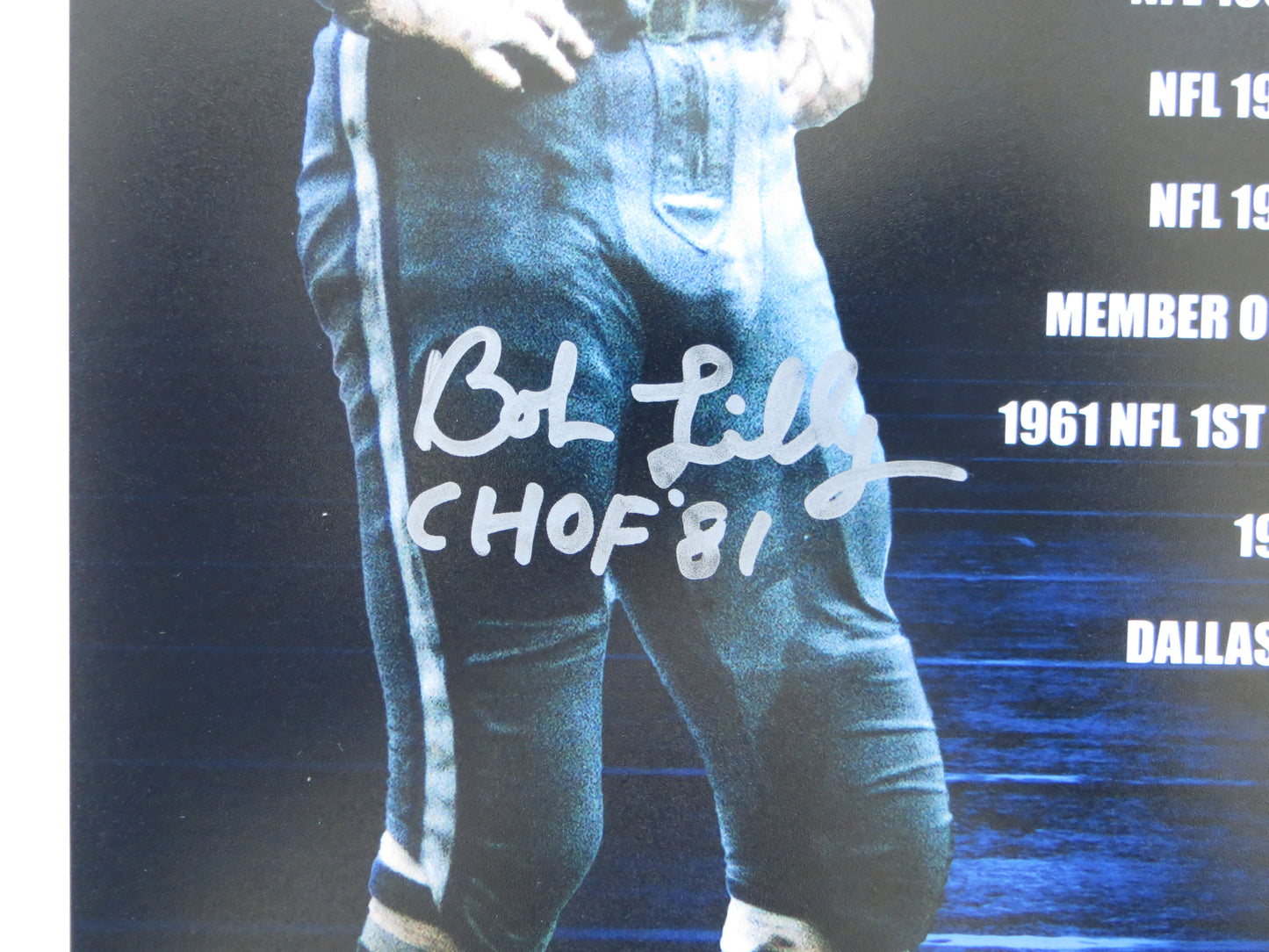 BOB LILLY COWBOYS SIGNED 8x10 PHOTO w/2 INSC TCU BAS COA