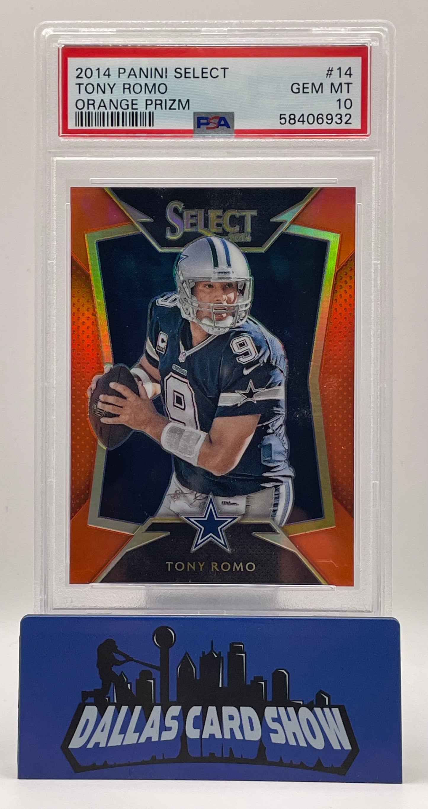 2014 Panini Select #14 Tony Romo Orange Prizm /75 PSA 10