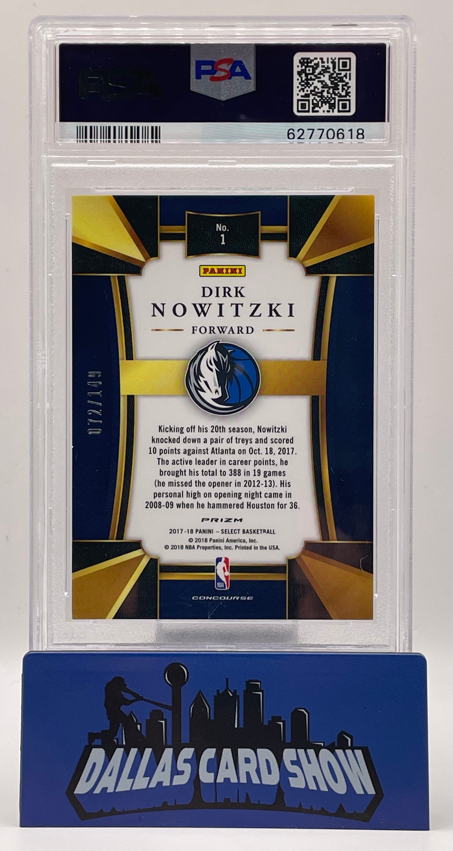 2017 Panini Select #1 Dirk Nowitzki White /149 PSA 8