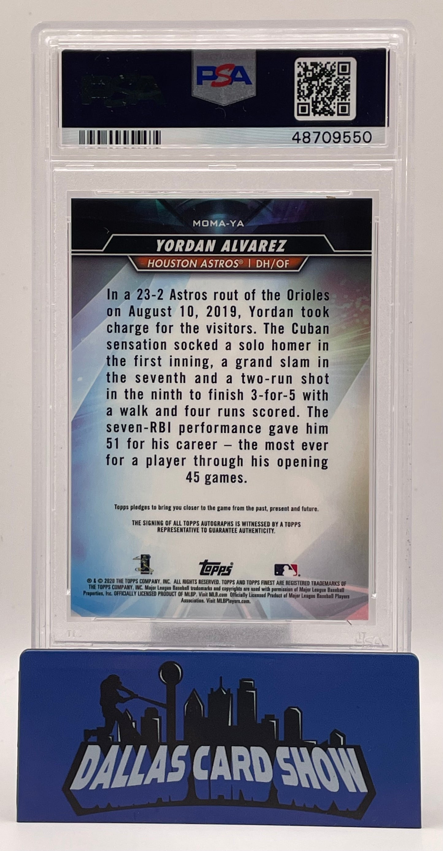 2020 Finest #MOMAYA Yordan Alvarez Moments Autograph Rookie RC PSA 9