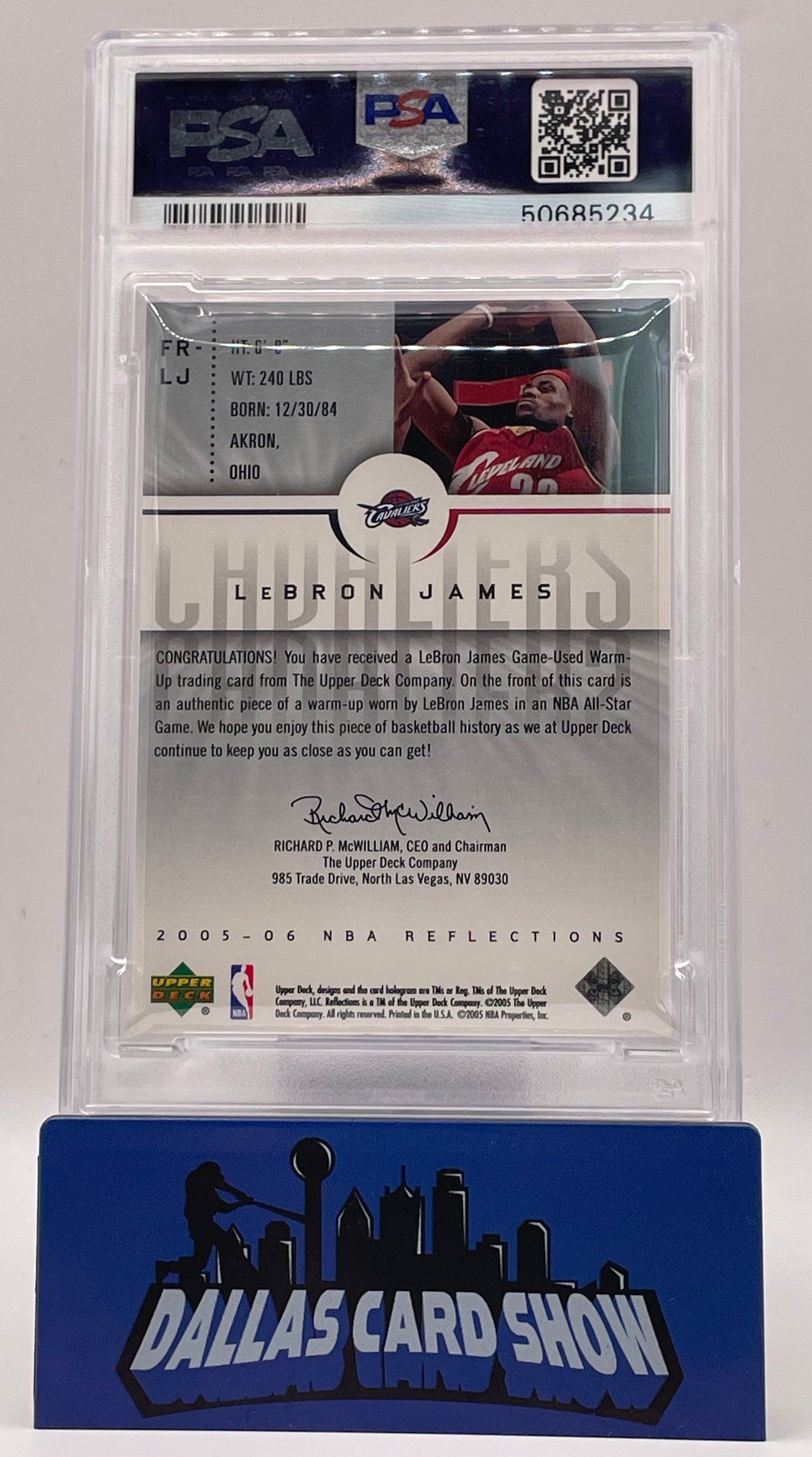 2005 Upper Deck Reflections #FR-LJ Lebron James Fabric Reflections PSA 7