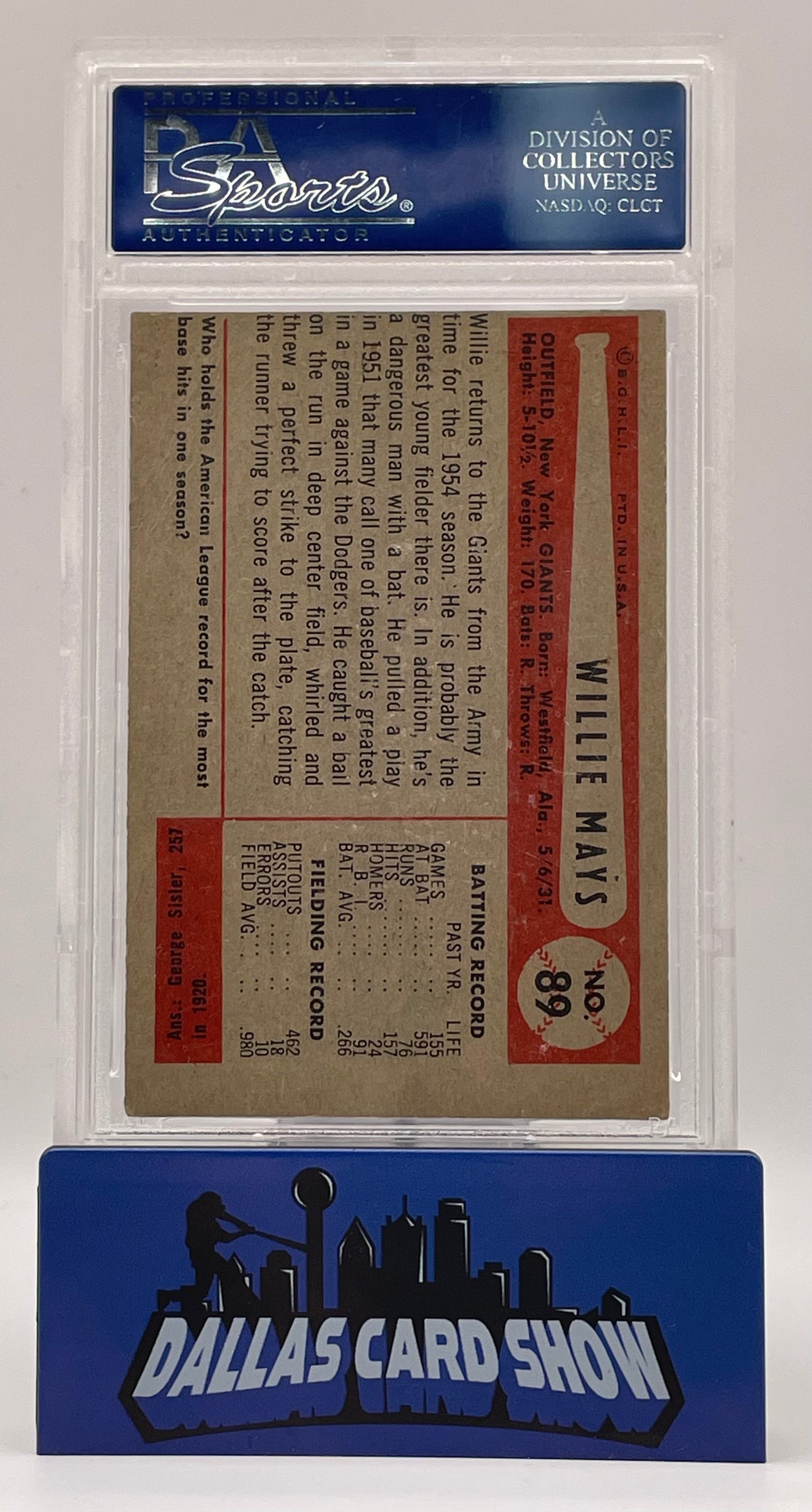 1954 Bowman #89 Willie Mays PSA 3