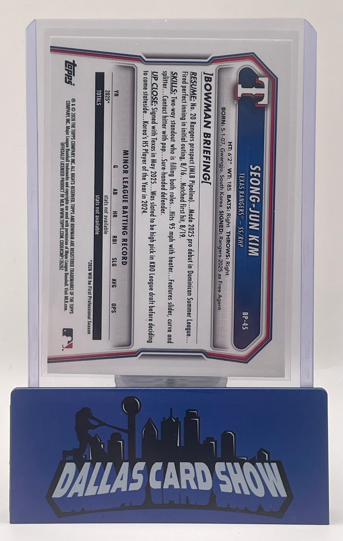 2026 Bowman #BP-45 Seong-Jun Kim 1st Bowman Gold Paper /50