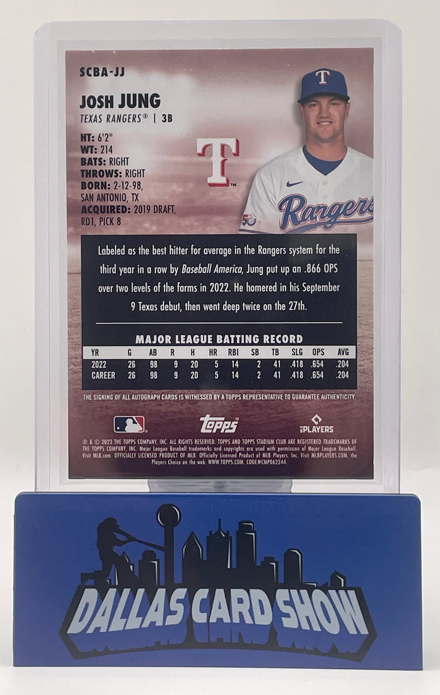 2023 Topps Stadium Club #SCBA-JJ Josh Jung Rookie RC Autograph