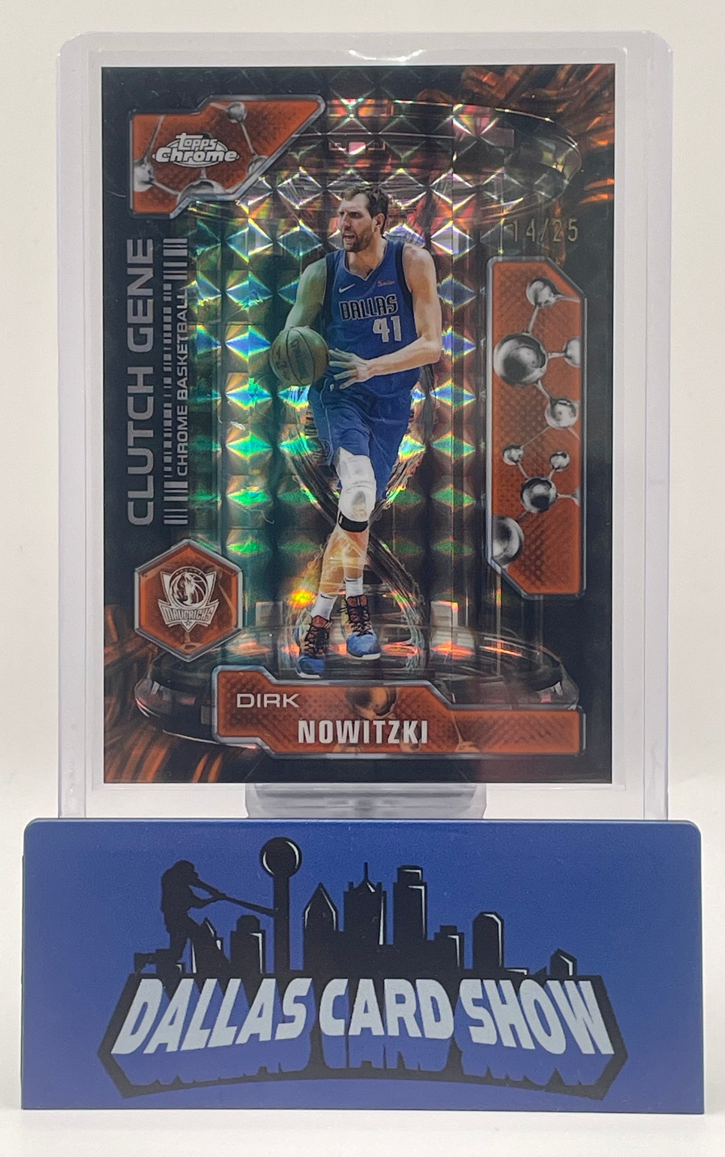 2025-26 Topps Chrome #CG-22 Dirk Nowitzki Orange Geometric Clutch Gene /25